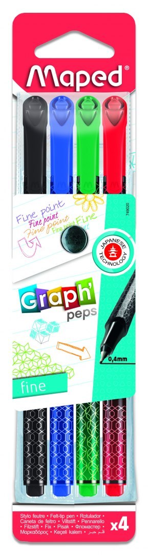 Cienkopis GRAPH PEPS DECO kolory basic 4 szt etui Maped 749020 (X)