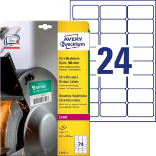 Etykiety UltraResistant L7912-10 63,5x33,9 10ark polietylenowe Avery Zweckform