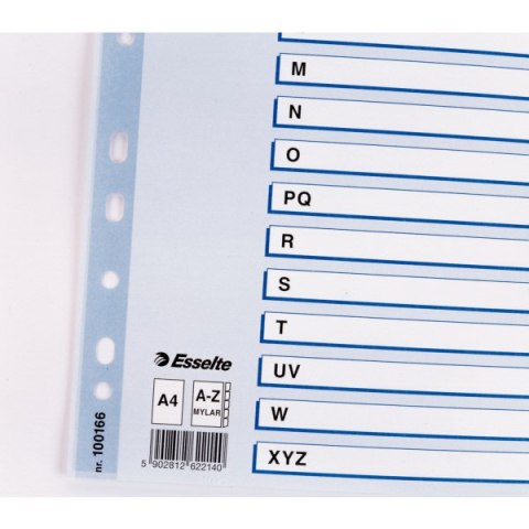 Przekładki kartonowe MYLAR A4 A-Z 100166 białe ESSELTE