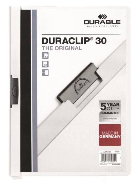 Skoroszyt DURABLE DURACLIP Original 30 biały 2200-02