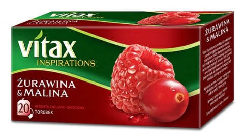 Herbata VITAX INSPIRATIONS Żurawina&Malina (20 saszetek) 40g zawieszka