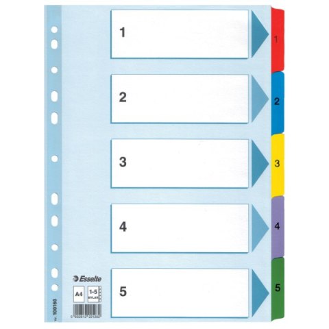 Przekładki kartonowe MYLAR A4 1-5 100160 białe ESSELTE