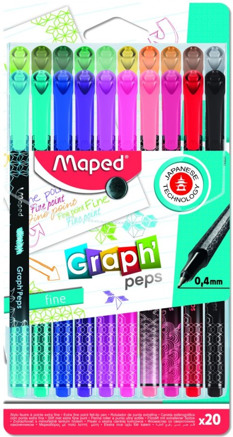 Cienkopis GRAPH PEPS DECO 20 szt etui Maped 749051 (X)