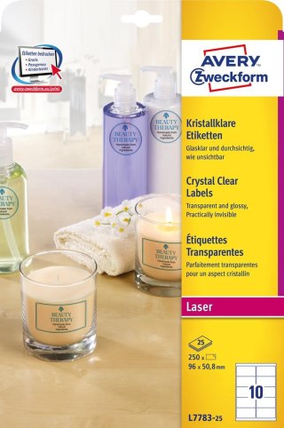 Etykiety Crystal Clear L7783-25 96 x 50,8 25 ark przezroczyste Avery Zweckform (X)