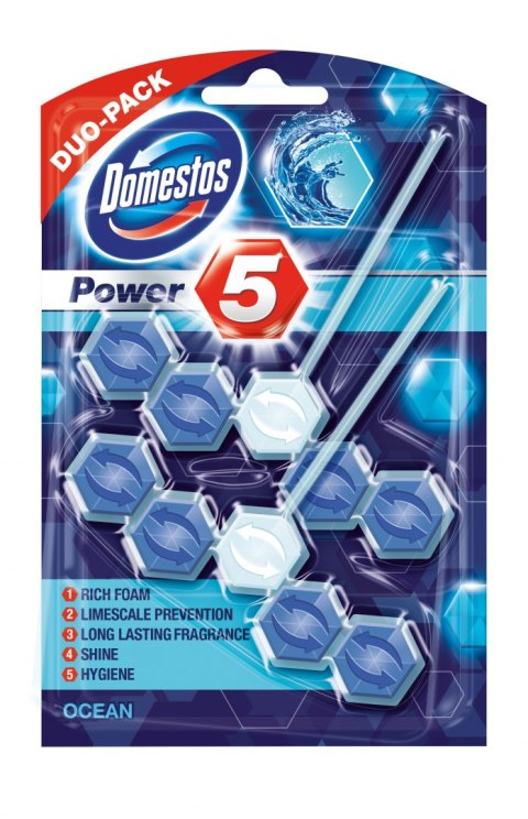 DOMESTOS Zawieszka do toalety POWER5 DUO OCEAN 5x2x55g 03211