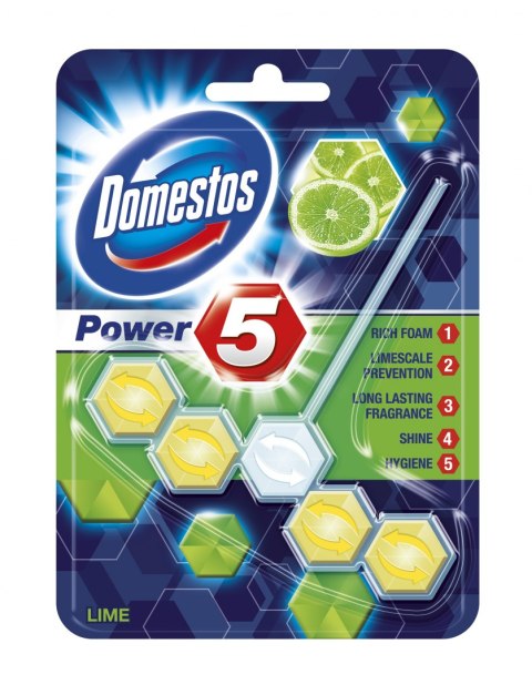 DOMESTOS Zawieszka do toalety KOSTKA POWER5 LIME 55g 05024