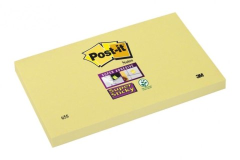 Bloczek samoprzylepny POST-IT_ Super Sticky (655-12SSCY-EU), 127x76mm, 1x90 kart., żółty