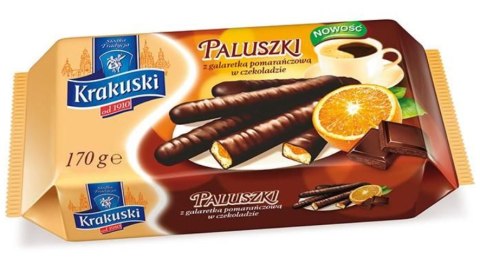 Ciastka BAHLSEN KRAKUSKI paluszki z galaretką pomarańcza w czekoladzie 144g